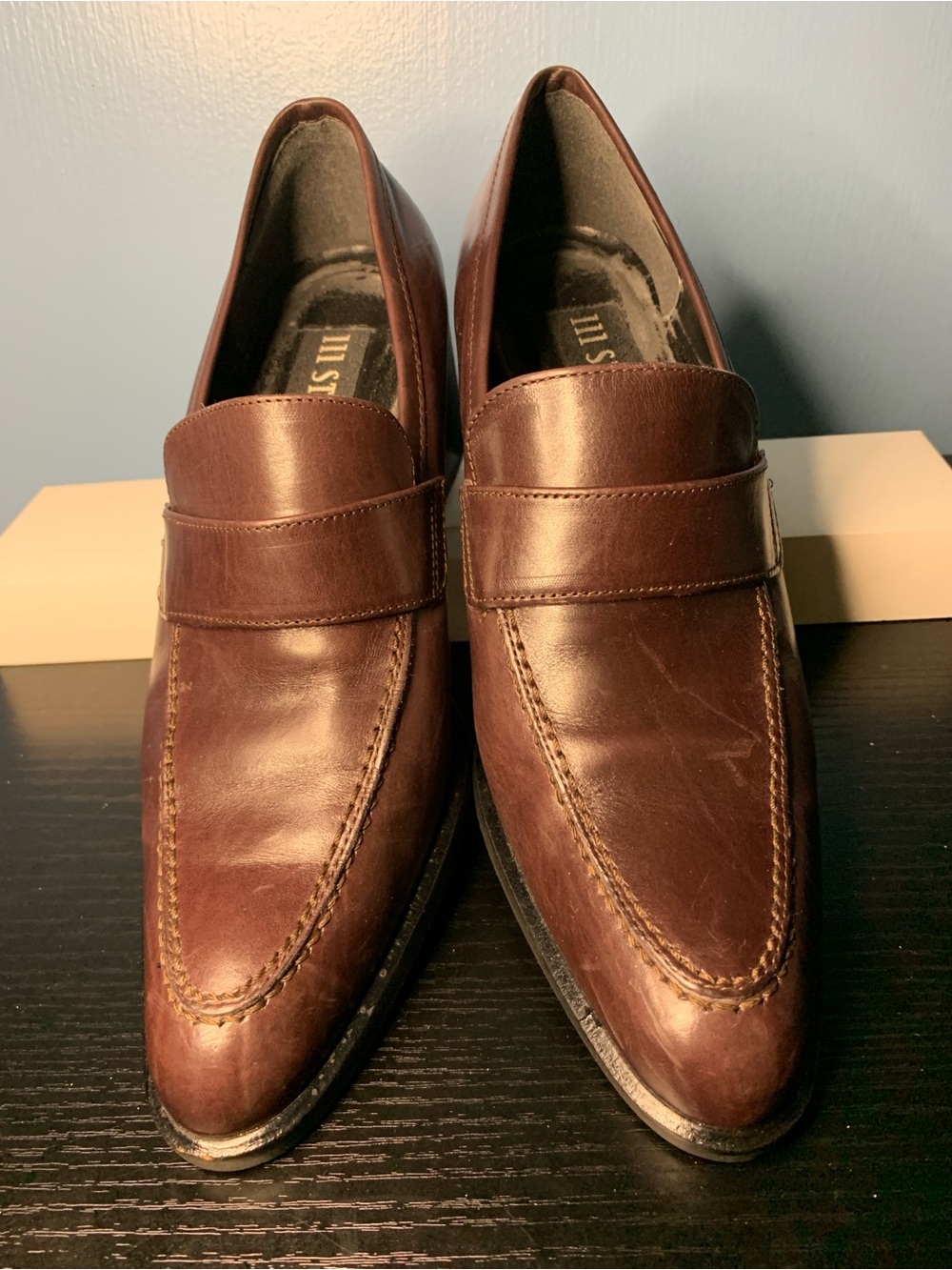 111 State Brown/Wine Leather Heeled Loafers